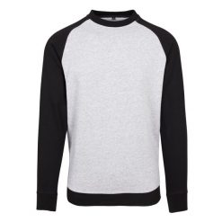 Męska Koszulka Raglan Z Okrągłym Dekoltem. Czarne bluzy męskie BUILD YOUR BRAND, m, bez wzorów, bez kaptura. Za 142.99 zł.