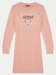 Guess Sukienka dzianinowa J4BK11 Z3K20 Różowy Regular Fit. Czerwone sukienki dla dziewczynek Guess, z aplikacjami, z dzianiny, bez ramiączek. Za 239.99 zł.