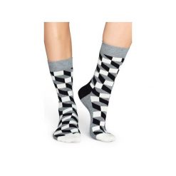 Skarpetki Happy Socks - Filled Optic (FO01-901). Szare skarpety męskie Happy Socks, w kolorowe wzory, z bawełny. Za 34.90 zł.