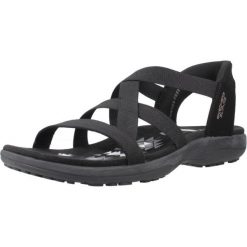 Sandały SKECHERS REGGAE SLIM STRETCH FLEX Czarny. Czarne sandały damskie Skechers, bez wzorów, z tkaniny, bez obcasa, bez zapięcia. Za 265.99 zł.