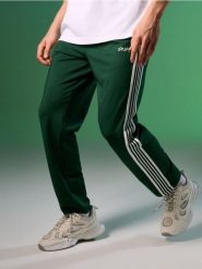 Spodnie sportowe straight leg z lampasami - zielony. Zielone spodnie sportowe męskie Sinsay, l, bez wzorów. Za 59.99 zł.