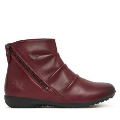 Botki Josef Seibel. Czerwone botki damskie Josef Seibel, bez obcasa, na płaskiej podeszwie, bez zapięcia. Za 449.99 zł.