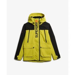 Windbreaker Superdry. Żółte kurtki męskie Superdry., bez wzorów, z softshellu, trekkingowe. W wyprzedaży za 488.90 zł.