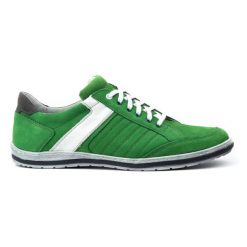 KOMODO Półbuty męskie ze skóry 236K zielone. Zielone półbuty na co dzień męskie z materiału, eleganckie, bez zapięcia. Za 367.89 zł.