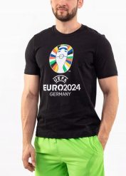 Koszulka męska adidas Euro24. Czarne koszulki sportowe męskie Adidas, m, bez wzorów, z bawełny, bez kołnierzyka, bez ramiączek, na fitness i siłownię. Za 49.00 zł.