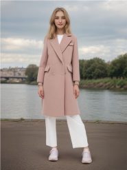 Płaszcz dwurzędowy - różowy. Czerwone płaszcze damskie Sinsay, l, bez wzorów, eleganckie, bez kaptura. W wyprzedaży za 59.99 zł.