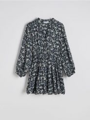 Sukienka mini z modalem - wielobarwny. Sukienki damskie Reserved, l, bez wzorów, z tkaniny, bez kołnierzyka, bez ramiączek, mini, rozkloszowane. W wyprzedaży za 69.99 zł.