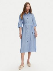 Max Mara Leisure Sukienka koszulowa Salute 2516221028 Błękitny Regular Fit. Niebieskie sukienki damskie Max Mara Leisure, bez wzorów, ze lnu, bez kołnierzyka, bez ramiączek, koszulowe. Za 799.99 zł.