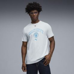 Męska koszulka Manchester City ftblCulture PUMA. Niebieskie koszulki sportowe męskie Puma, m, bez wzorów, bez kołnierzyka, bez ramiączek, do biegania. Za 129.00 zł.