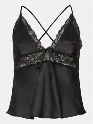 Hunkemöller Koszulka piżamowa Marcela 205066 Czarny Regular Fit. Czarne koszule nocne damskie Hunkemöller, m, bez wzorów, z syntetyku, bez ramiączek. Za 89.99 zł.