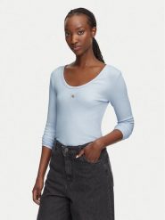 Calvin Klein Jeans Bluzka LV047D218G Niebieski jasny Slim Fit. Niebieskie koszule damskie Calvin Klein Jeans, l, bez wzorów, z bawełny, bez kołnierzyka, bez ramiączek. Za 168.99 zł.