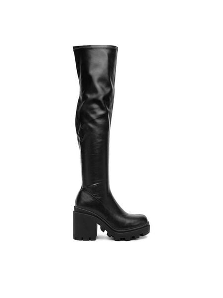 DeeZee Kozaki ZB362-2A Czarny. Czarne kozaki damskie DeeZee, z materiału, bez obcasa, na płaskiej podeszwie. Za 199.99 zł.