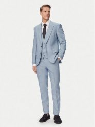 HUGO Garnitur Henry 50559672 Niebieski Slim Fit. Niebieskie garnitury męskie Hugo, bez wzorów, z bawełny. Za 2,599.00 zł.