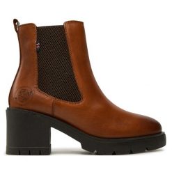 Botki s.Oliver. Brązowe botki damskie S.Oliver, bez obcasa, na słupku, bez zapięcia. Za 379.99 zł.