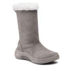 Kozaki Skechers. Szare kozaki damskie Skechers, bez obcasa, na płaskiej podeszwie. Za 579.99 zł.