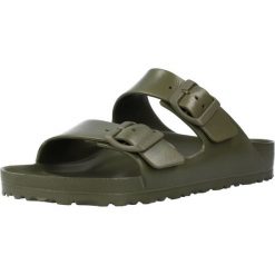 Klapki damskie Birkenstock Arizona Birkoflor. Zielone klapki damskie Birkenstock, bez wzorów, z materiału, klasyczne, bez obcasa. Za 455.00 zł.