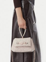 Guess Torebka Frances Mini HWQG22 41780 Kremowy. Białe torebki do ręki damskie Guess, z aplikacjami, ze skóry, wizytowe, bez dodatków. Za 494.99 zł.