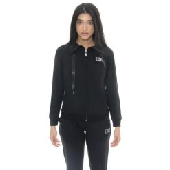 Bluza miękki z bawełna z zamek błyskawiczny na co dzień. Czarne bluzy damskie LEONE 1947 APPAREL, bez wzorów, z bawełny, bez kaptura. W wyprzedaży za 191.56 zł.