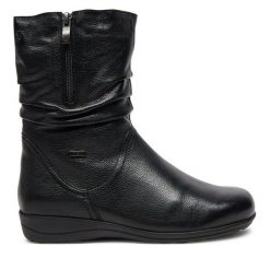 Botki Caprice. Czarne botki damskie Caprice, bez obcasa, na płaskiej podeszwie, bez zapięcia. Za 379.99 zł.