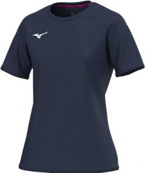 Koszulka damska Mizuno Team. Niebieskie koszulki sportowe damskie Mizuno, l, bez wzorów, z materiału, bez kołnierzyka, bez ramiączek, na fitness i siłownię. Za 128.00 zł.