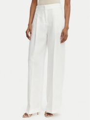 BOSS Spodnie materiałowe Tiana 50557443 Biały Relaxed Fit. Białe spodnie materiałowe damskie Boss, bez wzorów, ze lnu. Za 1,149.00 zł.