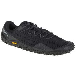 Buty do biegania męskie, Merrell Vapor Glove 6. Czarne buty sportowe męskie Merrell, z gumy, bez zapięcia, do biegania. Za 449.99 zł.