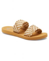 Sandały dla Kobiety PORTO Biały. Brązowe sandały damskie Roxy, bez wzorów, z bawełny, bez obcasa, na płaskiej podeszwie, bez zapięcia. Za 159.99 zł.