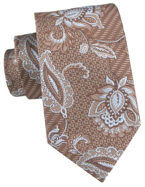 Elegancki Krawat Chattier - Jasny Brąz w Kwiaty. Krawaty i muchy Chattier, bez wzorów, z tkaniny, eleganckie. Za 55.00 zł.