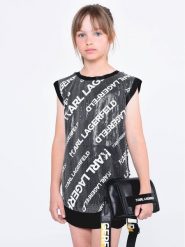 Karl Lagerfeld Kids Sukienka elegancka Z12242 S Czarny Regular Fit. Czarne sukienki dla dziewczynek Karl Lagerfeld Kids, bez wzorów, z wiskozy, eleganckie, bez ramiączek. Za 649.99 zł.
