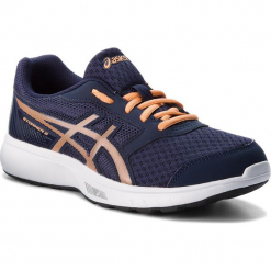 Buty ASICS - Stormer 2 Gs C811N Peacoat/Mojave 400. Niebieskie obuwie sportowe damskie Asics, z materiału. W wyprzedaży za 149.00 zł.