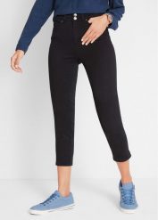 Dżinsy Slim Fit, mid waist, z wygodnym paskiem. Czarne jeansy damskie bonprix. Za 129.99 zł.