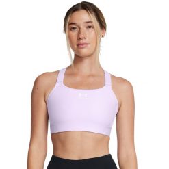 Biustonosz dla kobiet Under Armour HeatGear® High. Fioletowe obuwie sportowe damskie Under Armour, bez wzorów, na fitness i siłownię. Za 187.40 zł.