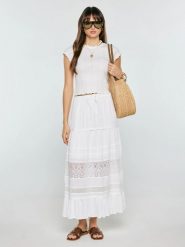 Spódnica damska maxi z koronkowymi wstawkami biała Bohi 101. Białe spódnice damskie Big Star, l, z aplikacjami, z koronki, maxi, dopasowane. Za 249.99 zł.