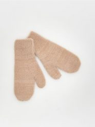 Dzianinowe rękawiczki - brązowy. Brązowe rękawiczki damskie Reserved, bez wzorów, z dzianiny. W wyprzedaży za 35.99 zł.