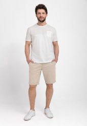 Klasyczne spodenki męskie, Regular Fit, P-LUIZ. Brązowe krótkie spodenki sportowe męskie Volcano, m, bez wzorów, z bawełny. Za 159.99 zł.