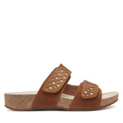 Klapki Josef Seibel. Brązowe klapki damskie Josef Seibel, bez wzorów, bez obcasa. Za 279.99 zł.