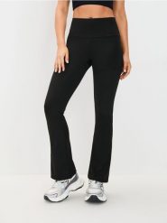 Legginsy flare GYM HARD - czarny. Czarne legginsy damskie Sinsay, l, bez wzorów. Za 49.99 zł.