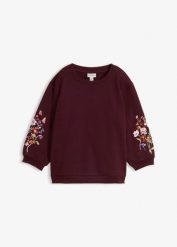 Bluza z czystej bawełny organicznej. Czerwone bluzy damskie bonprix, bez wzorów, z bawełny, bez kaptura. Za 124.99 zł.