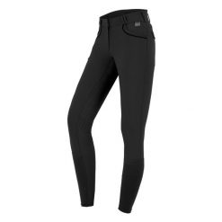 Spodnie do jazdy konnej konkursowe z pełnym gripem, wysoki stan, damskie ELT Kas. Czarne spodnie sportowe damskie ELT, bez wzorów, do jazdy konnej. W wyprzedaży za 231.00 zł.