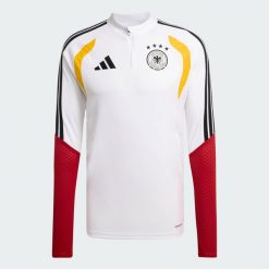 Koszulka treningowa Niemcy 26 Tiro. Białe koszulki sportowe męskie Adidas, m, bez wzorów, z dresówki, bez kołnierzyka, bez ramiączek, do piłki nożnej. Za 329.00 zł.