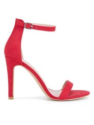 JENNY Sandały SS13814 Czerwony. Czerwone sandały damskie Jenny, bez wzorów, z materiału, bez obcasa, na szpilce, bez zapięcia. Za 99.99 zł.
