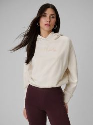 4F Bluza dresowa regular z kapturem damska - beżowa M. Brązowe bluzy damskie 4f, m, bez wzorów, z dresówki, z kapturem. Za 159.99 zł.