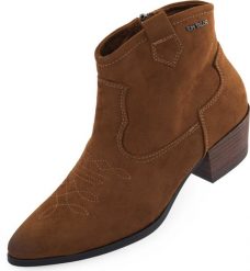 Tom Tailor Botki Cognac Zamszowe Damskie Rozm. 43. Brązowe botki damskie Tom Tailor, na jesień, z jeansu, eleganckie, bez obcasa, na obcasie, bez zapięcia. Za 288.99 zł.