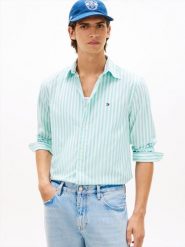 Tommy Hilfiger koszula casual Mężczyźni Regular Fit Bawełna biały|zielony, M. Białe koszule męskie Tommy Hilfiger, m, bez wzorów, z bawełny, casualowe, bez kołnierzyka, bez ramiączek. Za 229.95 zł.