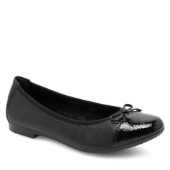 Baleriny Remonte. Czarne baleriny damskie Remonte, bez wzorów, bez obcasa. Za 339.99 zł.