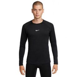 Męska Koszulka Z Logo Pro Warm. Czarne bluzki z długim rękawem męskie Nike, l, bez wzorów, z elastanu, bez kołnierzyka. Za 371.99 zł.
