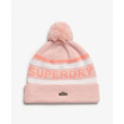 Kapelusz damski Superdry Logo. Czerwone czapki i kapelusze damskie Superdry., na zimę, bez wzorów. W wyprzedaży za 131.90 zł.
