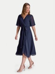 Swing Sukienka koktajlowa 5AI10200 Granatowy Regular Fit. Niebieskie sukienki damskie Swing, bez wzorów, z syntetyku, wizytowe, bez kołnierzyka, bez ramiączek. Za 709.99 zł.