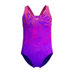 Strój kąpielowy jednoczęściowy na basen dziewczęcy Speedo SplashBack. Fioletowe stroje kąpielowe dla dziewczynek Speedo, bez wzorów, z elastanu. Za 151.98 zł.