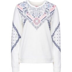 Bluza z nadrukiem bonprix biel wełny z nadrukiem. Bluzy damskie bonprix. Za 27.99 zł.